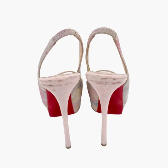 Christian Louboutin Platform Slingback Heels Pink Suede Size 36.5 US 6.5 Peep - Picture 7 of 15
